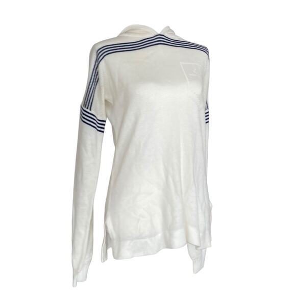 Vintage 70s Bronson Anchor Hooded Sweater White Blue Stripe Nautical Sz Small - Picture 4 of 16